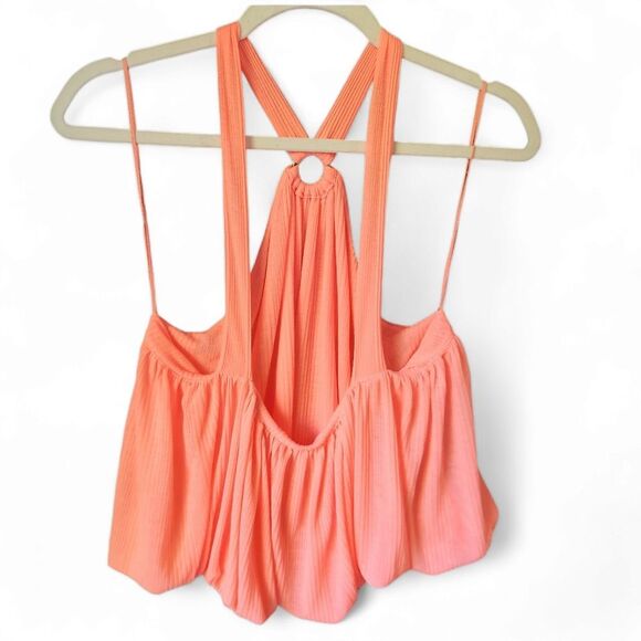 Free People Just a fling coral o-ring halter tank large boho breathable … - Picture 2 of 5